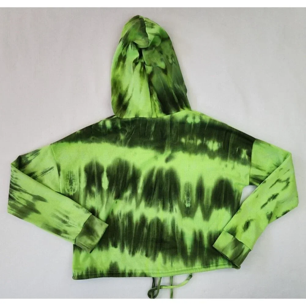RUE 21 FAVORITE TIE DYE CROPPED SWEATSHIRT HOODIE JUNIORS XS Green Active Wear - Picture 8 of 9